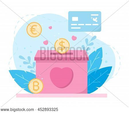 Donation And Support People Concept. Cute Vector Illustration In A Flat Style.