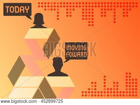Writing Displaying Text Moving Foward. Business Idea Towards A Point Move On Going Ahead Further Adv