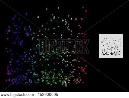 Spectrum Gradient Network Powder Participles Icon. Geometric Carcass Flat Network Based On Powder Pa