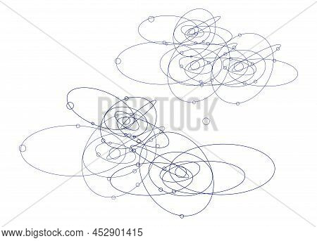 Quantum Entanglement Of Electrons, Humorous Illustration, Isolated On White Background, Vector