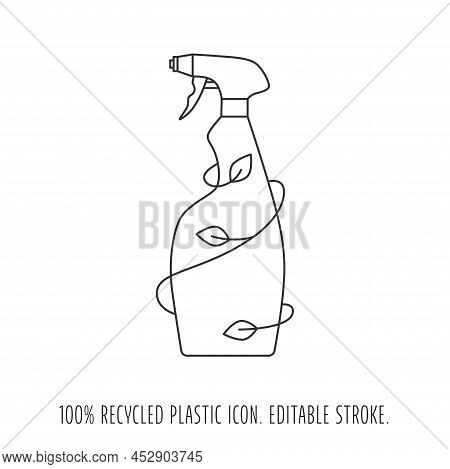 Made From Recycled Plastic - Cleaning Bottle Icon Concept Of Waste Sorting. Editable Stroke. Vector 