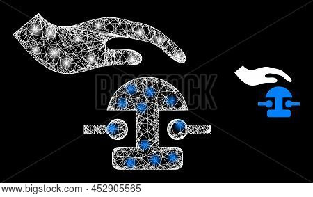 Glossy Mesh Press Bell With Light Spots. Linear Carcass Flat Mesh Generated With Crossed White Lines