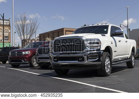 Logansport - Circa April 2022: Used Ram 1500 Display At A Dealership. With Supply Issues, Ram Trucks