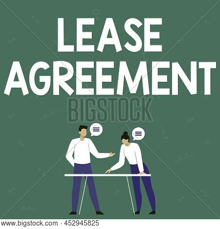 Writing Displaying Text Lease Agreement. Business Approach Contract On The Terms To One Party Agrees
