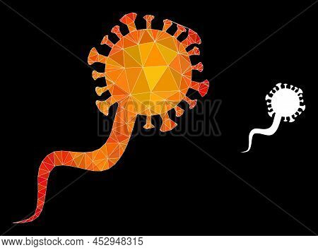Lowpoly Virion Virus Icon With Fire Vibrant Gradient. Triangulated Fire Colorful Virion Virus Polygo