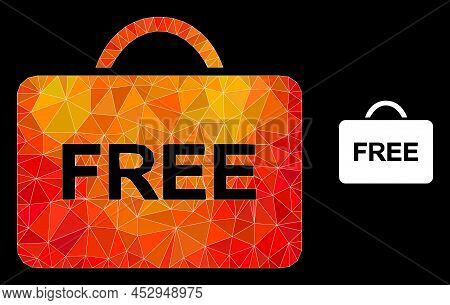 Lowpoly Free Case Icon With Orange Colorful Gradient. Triangulated Orange Colorful Free Case Polygon