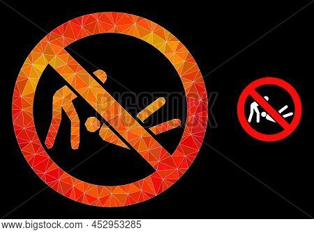 Low-poly Forbidden Judo Struggle Icon With Fire Vibrant Gradient. Triangulated Flame Vibrant Forbidd