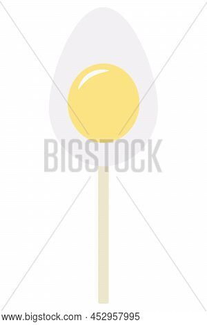 Egg. Candy Lollipop. Egg In A Cut. White Sugar Caramel With Yolk. Color Vector Illustration. Sweet T