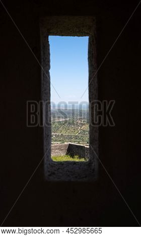 Elvas, Portugal, 04,16,2022. Forte De Nossa A Unique 18th-century Pentagonal Fort On A Hill, With Pa