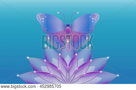 Sacred Lotus Flower And Mystical Butterfly Logo Slogan With Colorful Butterfly Colorful Flower Templ