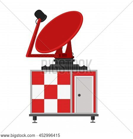 Ground Satellite Station In Trendy Flat Design Isolated Vector On White Background, Communication Eq