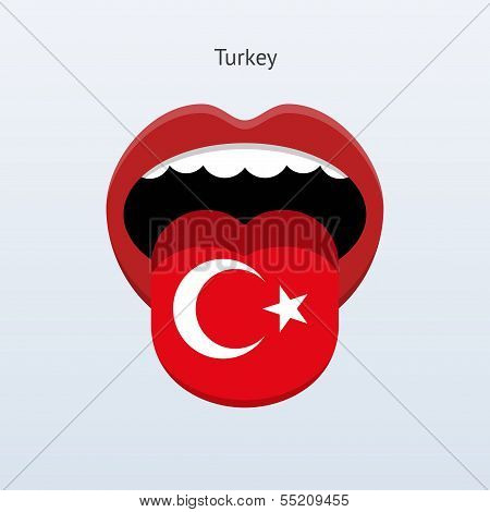 Turkey language. Abstract human tongue.