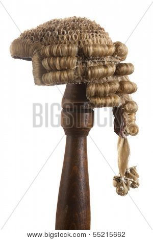 Isolated photo of an antique horsehair judge's wig