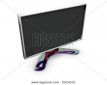 흰색 바탕에 3D TV 모니터