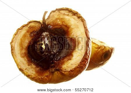 Rotten Apple Halves Isolated. Food Waste.