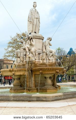 La Fontaine De Pradier In Nimes, France