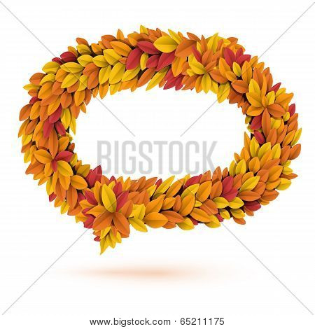 Speech bubble of autunm fall orange leaves