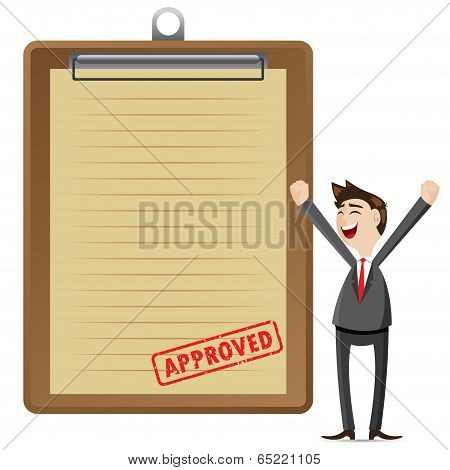 Cartoon Businessman With Approved Document