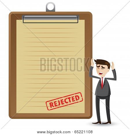 Cartoon Businessman With Rejected Document