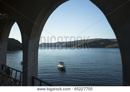 KYTHNOS, GREECE - APR 30, 2014: Marina of Kythnos, is a Greek island 100 km2 in area and has a coastline of about 100 km. It has more than 70 beaches, many of which are still inaccessible by road. 