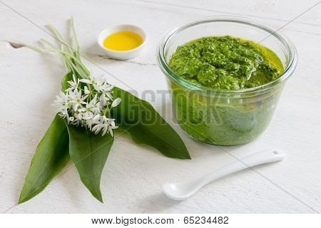 Pesto With Wild Garlic In A Jar