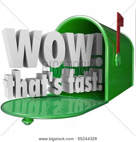 Wow That's Fast 3d words mailbox speedy quick expedited express 