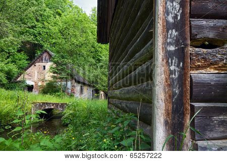 Old barn and water mill