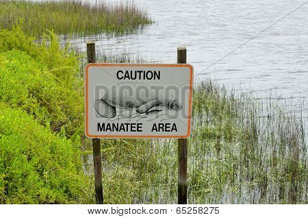 Caution Manatee Area Sign