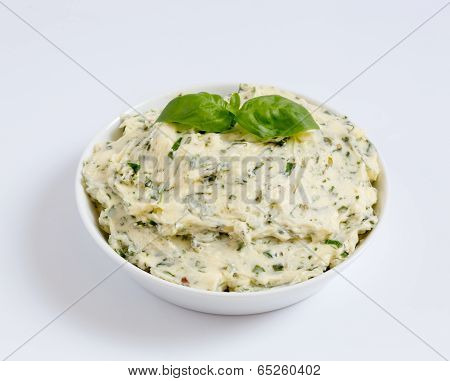 Herb Butter In A Bowl As A Cut