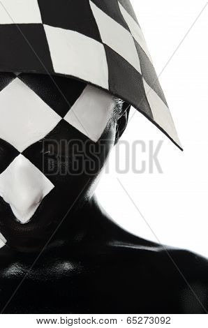 Haif  Face With A Chessboard On The Head