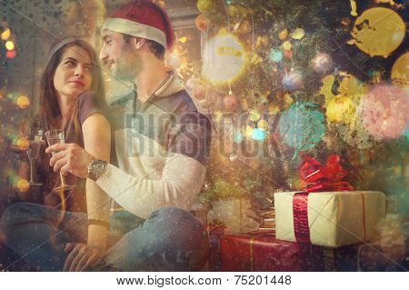 Couple Celebrating Christmas And New Year's Day