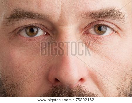 Mature Caucasian Man, Closeup On Face