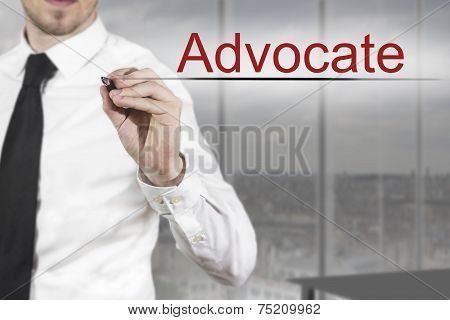 Businessman Writing Advocate In The Air