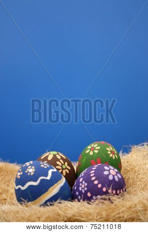 Painted Eggs on white background.