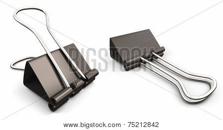 Binder Clips For Paper On A White Background