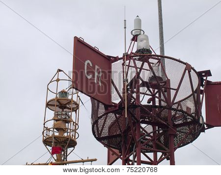 Columbia Lightship And Modern Navigational Buoy In Astoria Oregon Usa