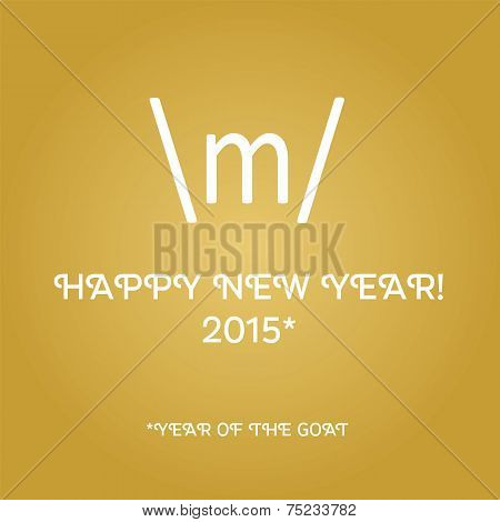 Happy new year card with sign of the horns