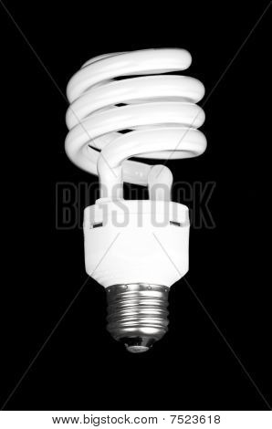 Lampadina bianca su sfondo nero.