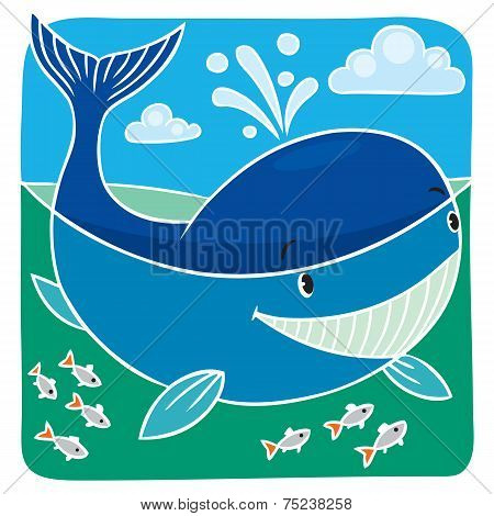 Children Vector Illustration Of Little Whale.