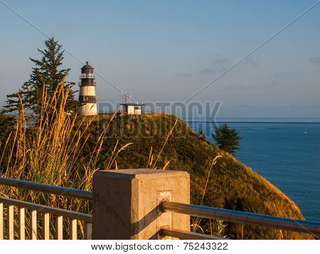 Cape Disappointment Lighthouse At Sunset On The Washington Coast Usa