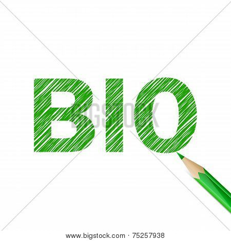 Bio word drawn with green pencil