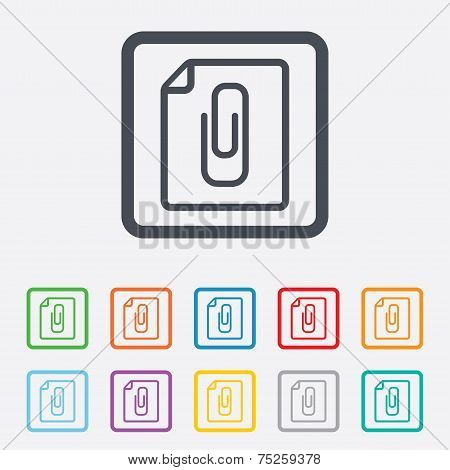File annex icon. Paper clip symbol.