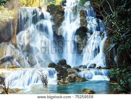 Kwang Sri Waterfall In Luang Prabang, Laos.