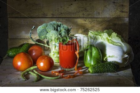 Vegetables with tomato juice