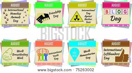 World holidays. August