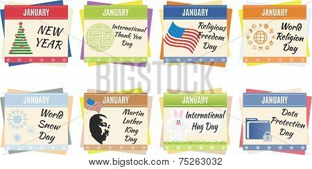 World holidays. January