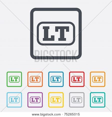Lithuanian language sign icon. LT translation
