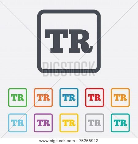 Turkish language sign icon. TR translation
