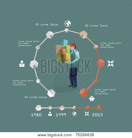 Delivery service Inforgaphic. Courier. Vector illustration.