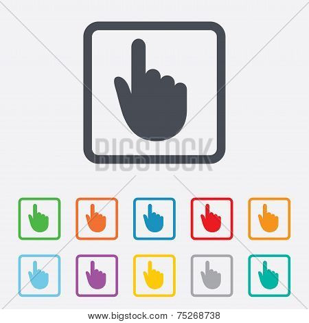 Hand cursor sign icon. Hand pointer symbol.